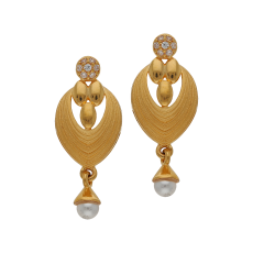 EXQUISITE GOLD EARRINGS WITH WHITE PEARLS